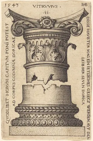 Capital and Base of a Column, by Sebald Beham, ink, 1543