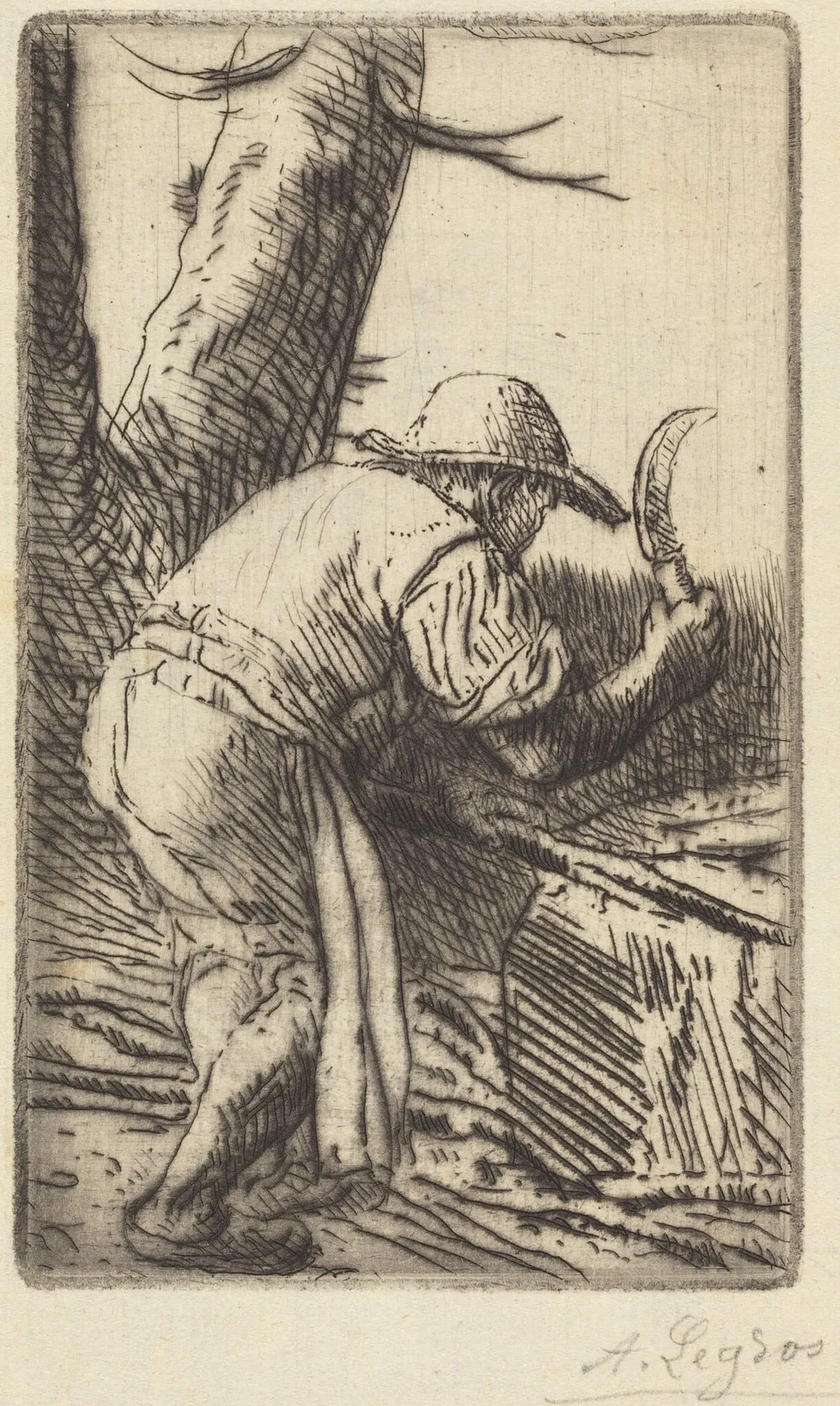 Fagot-cutter (Le coupeur de fagots), by Alphonse Legros, ink, 1874