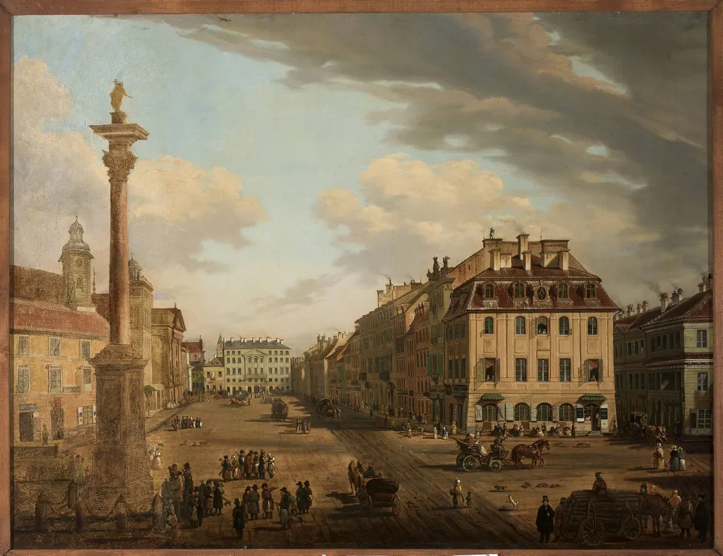 View from the Castle Square towards Krakowskie Przedmieście, by Filip Romanowski, oil, 1833