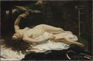 Woman with a Parrot, by Gustave Courbet, oil, 1866