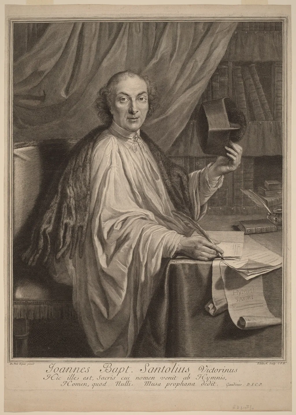 Jean-Baptiste Santeuil, by Gerard Edelinck, ink, 1674