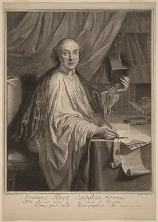 Jean-Baptiste Santeuil, by Gerard Edelinck, ink, 1674