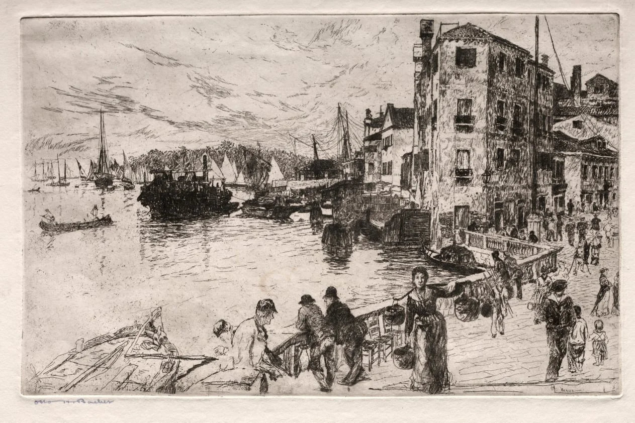 Etchings of Venice: Castello Quarters, Riva, detail