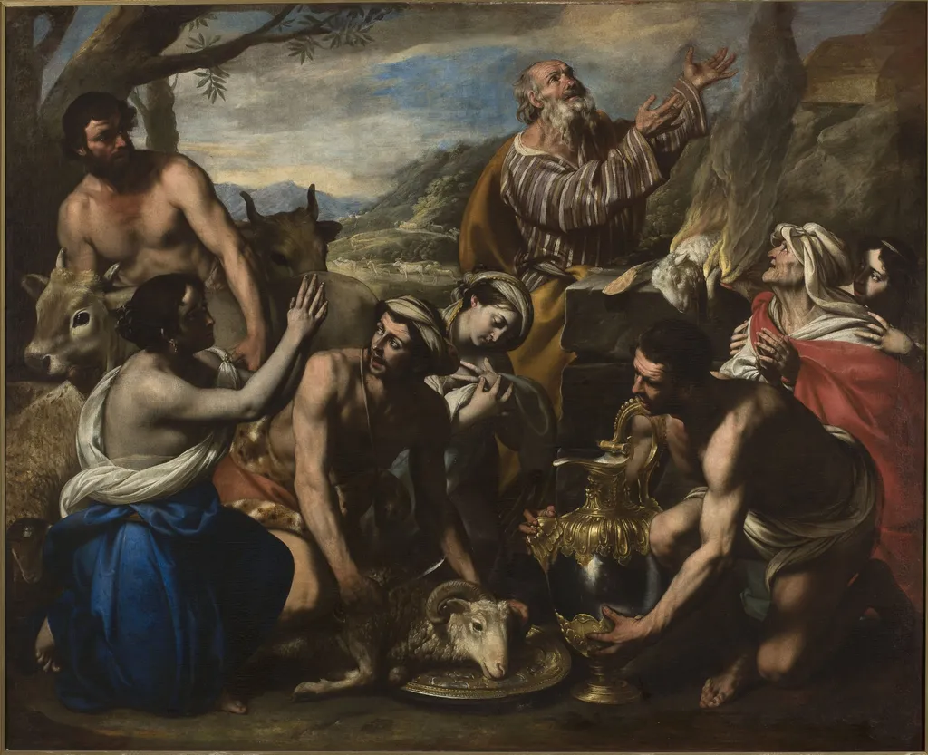 Sacrifice of Noah, by Pacecco De Rosa, oil, 1700
