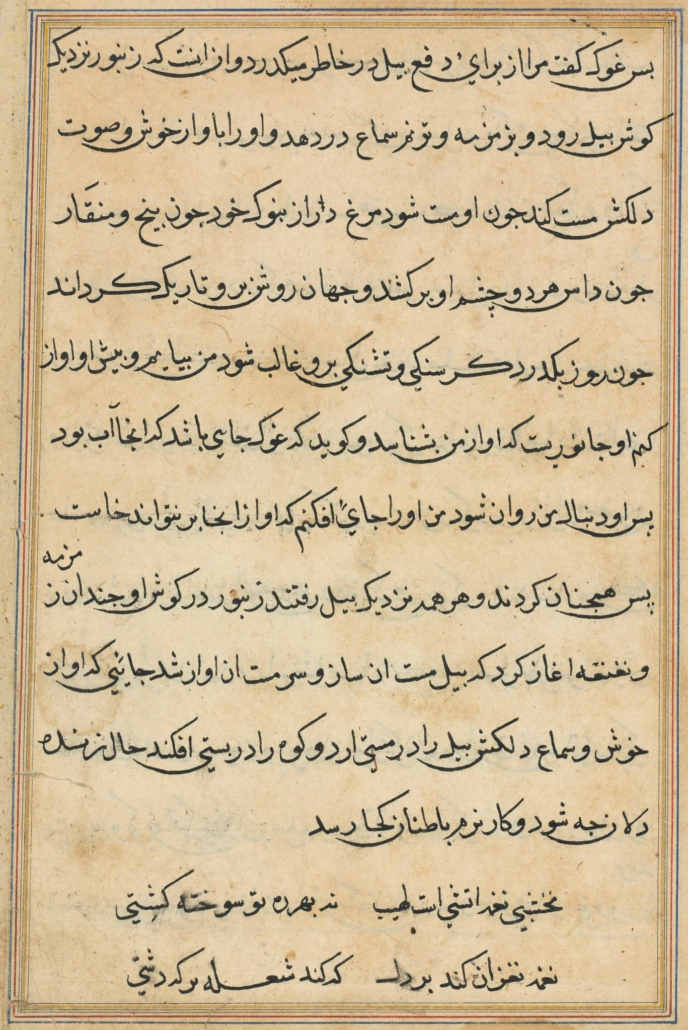 Page from Tales of a Parrot (Tuti-nama): text page, detail