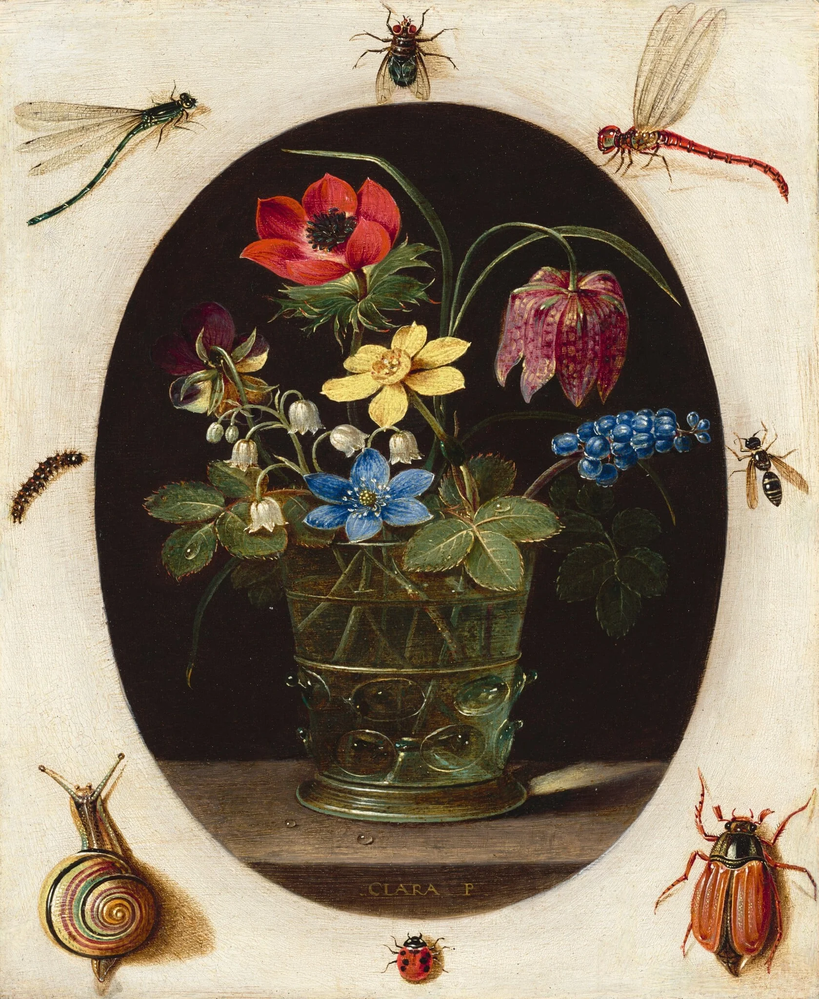 Still Life with Flowers Surrounded by Insects and a Snail, detail