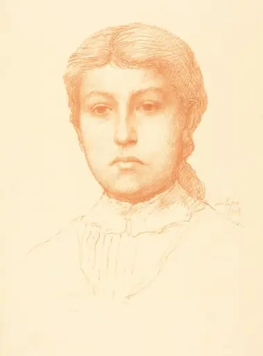 Head of a Young Girl (Tete de jeune fille), by Alphonse Legros, ink, 1874