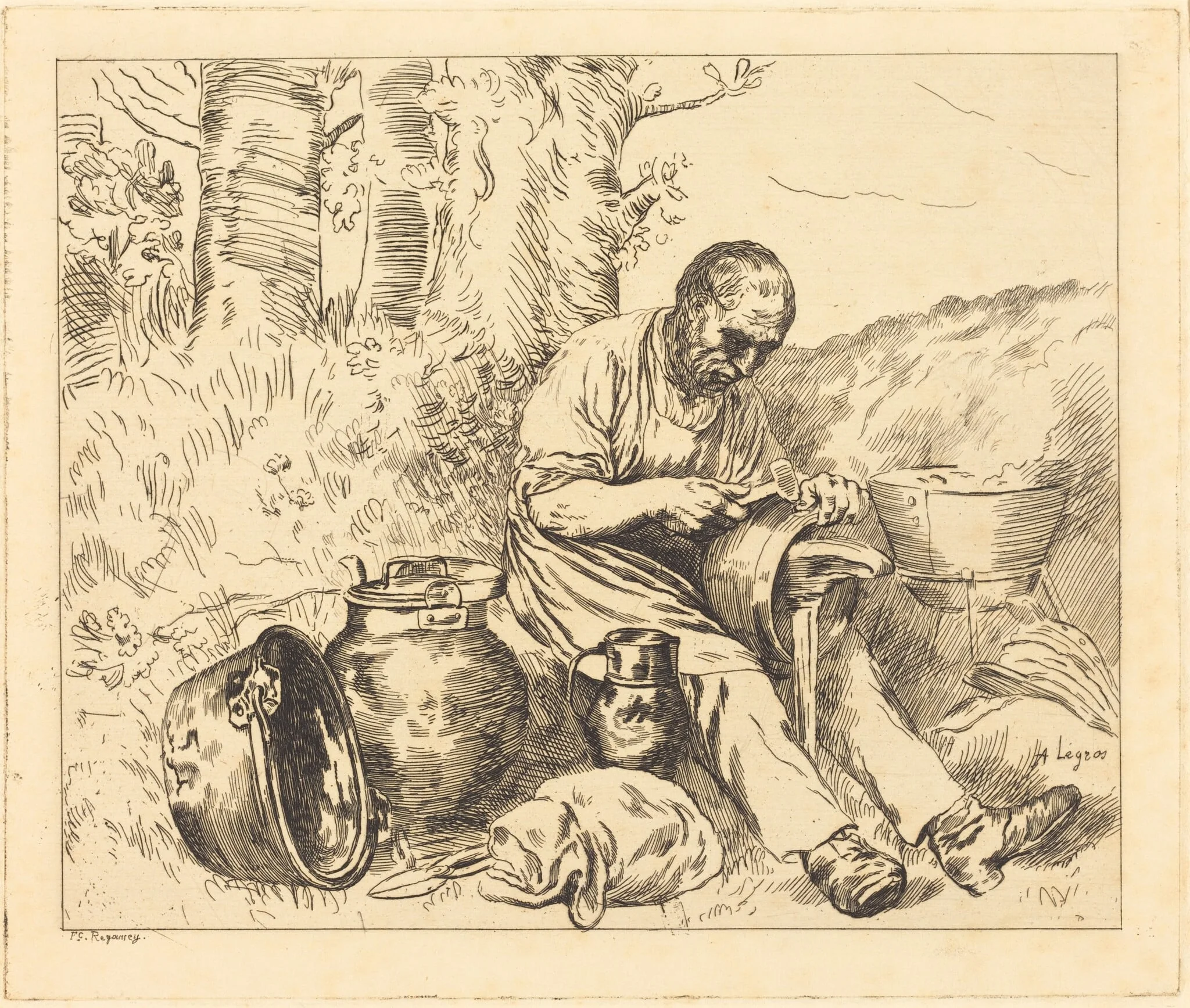 The Tinker (Le retameur), detail