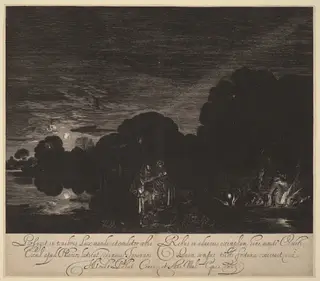 The Flight into Egypt, by Hendrik Goudt, ink, 1613