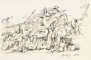 Battle Scene, by David Wilkie, ink, 1840