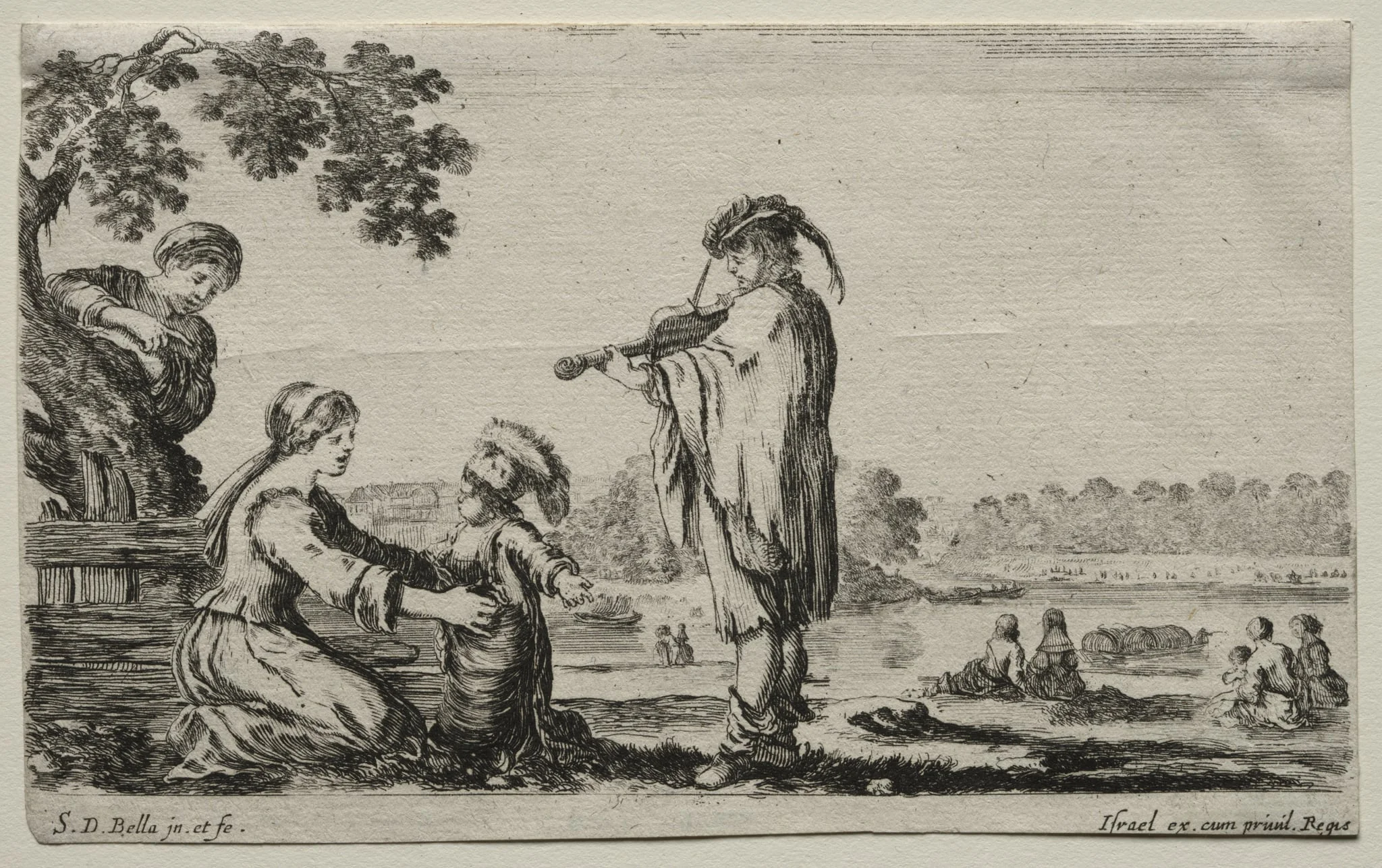 Various Figures and Landscapes: A Violin Player, detail