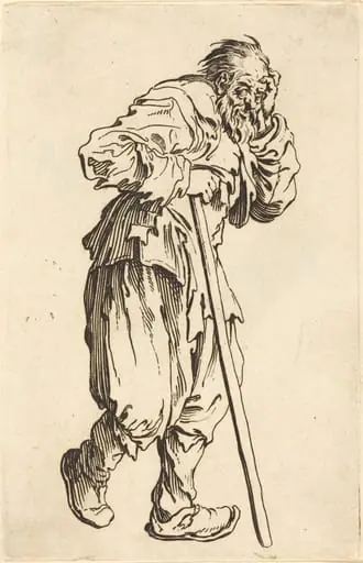 Beggar with a Stick, by Jacques Callot, ink, 1622