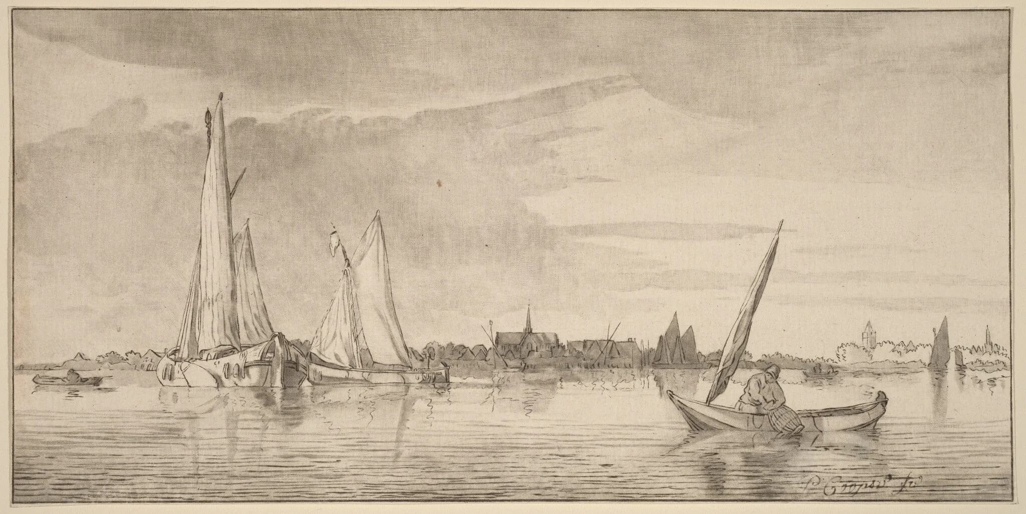 River with Town, detail