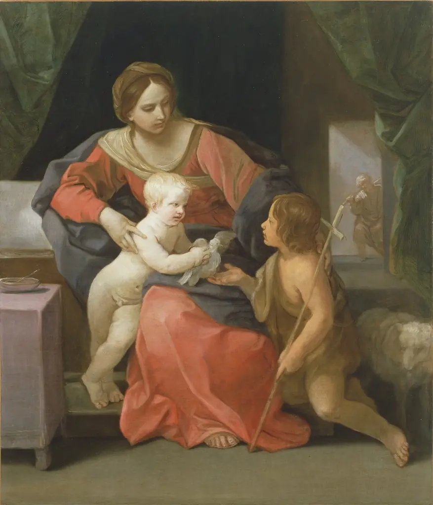Virgin and Child with Saint John the Baptist, by Guido Reni, oil, 1640