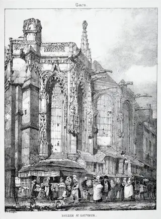 Restes et Fragmens d'Architecture du Moyen Age:  Église St. Sauveur, Caën, by Richard Parkes Bonington, 1825