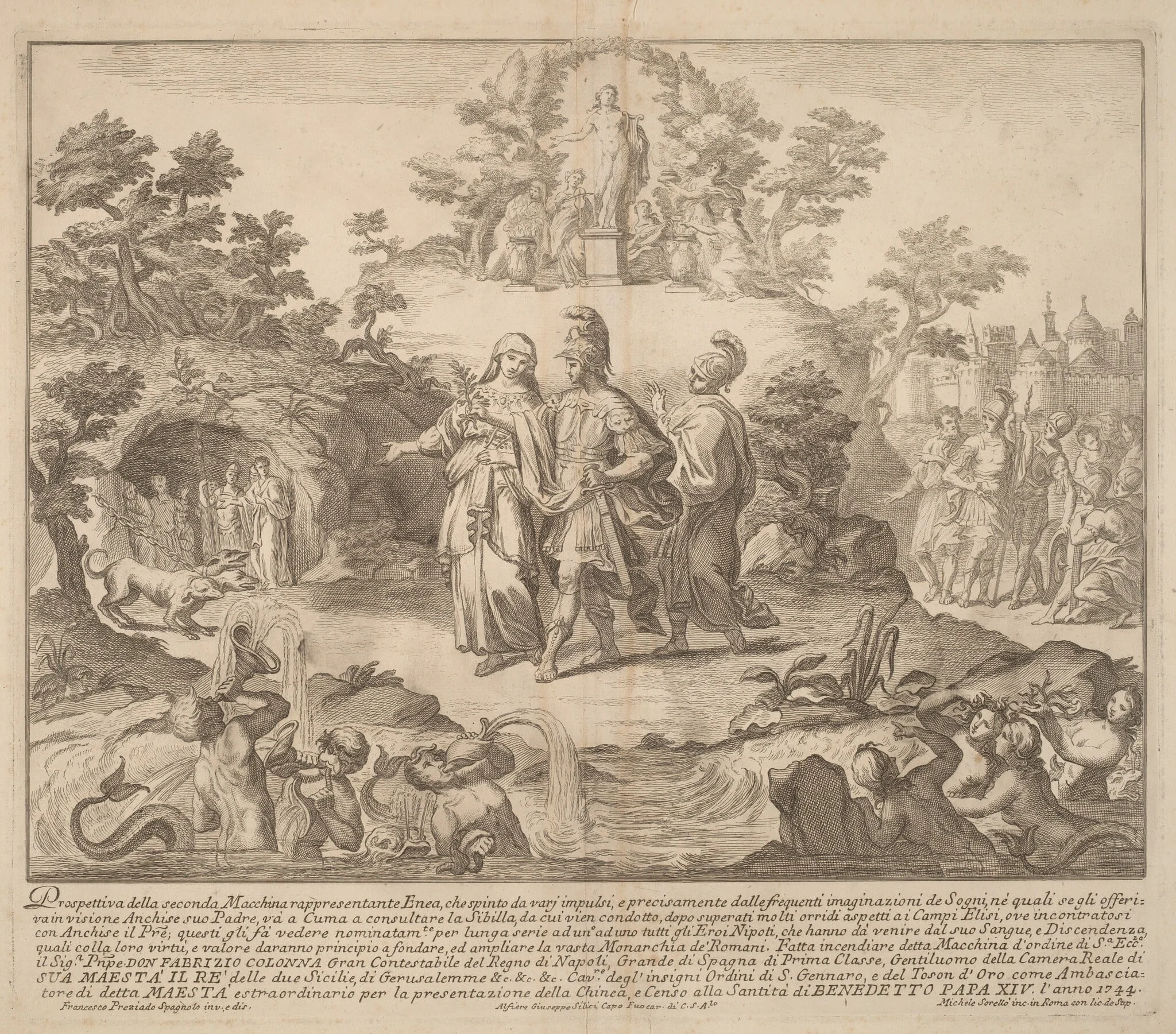 The Seconda Macchina for the Chinea of 1744: Aeneas and Cumaean Sibyl, detail