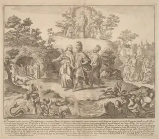 The Seconda Macchina for the Chinea of 1744: Aeneas and Cumaean Sibyl, by Miguel de Sorellò, ink, 1744