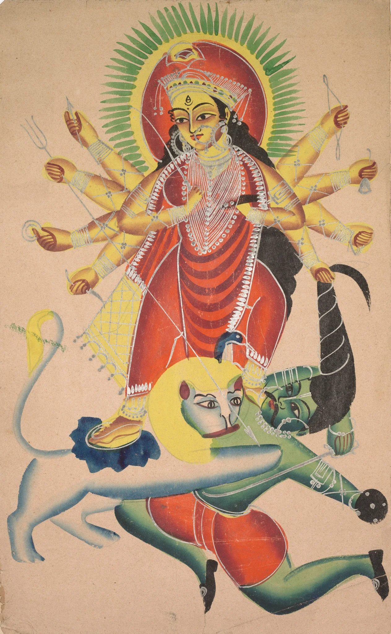 Durga Killing the Demon Mahisha, detail