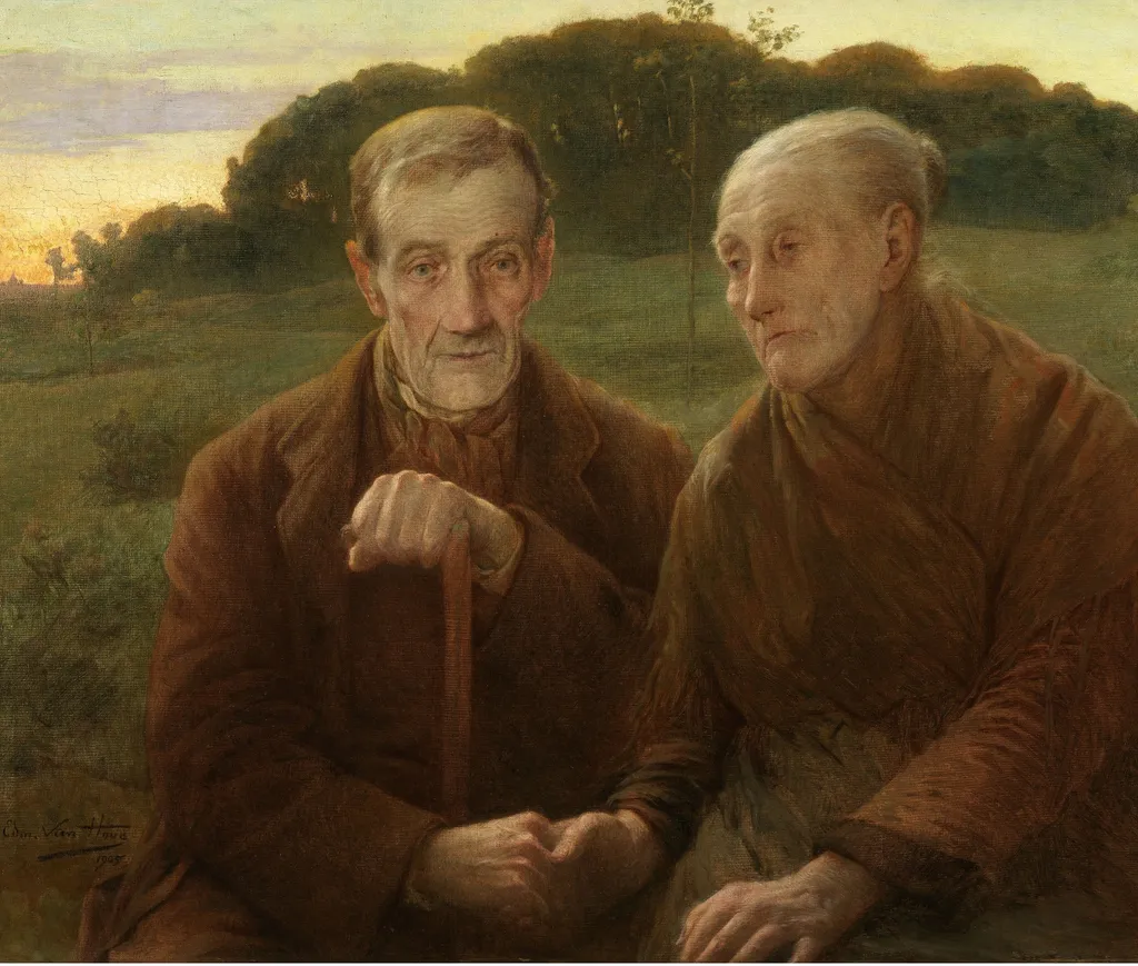 Life's sunset, by Edmond Van Hove, oil, 1905