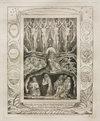 The Book of Job:  Pl. 14, When the morning Stars sang together, and all the, by William Blake, 1825
