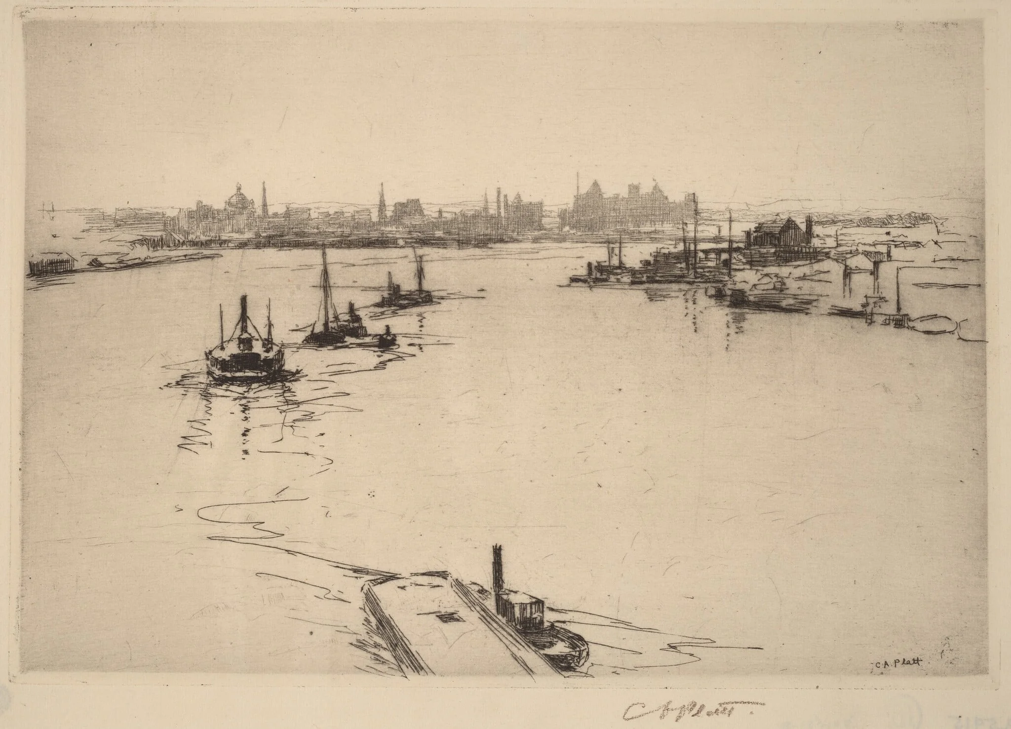 Williamsburg from the Bridge (Sketch), detail