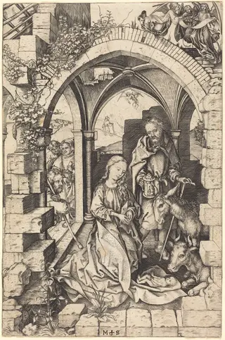 The Nativity, by Martin Schongauer, ink, 1472