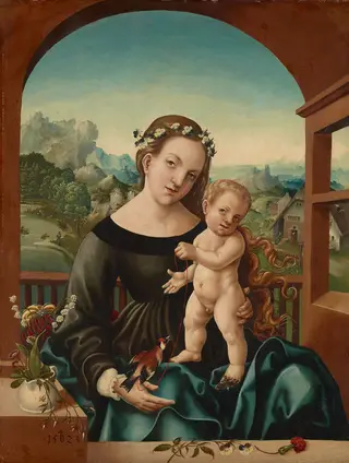 Mary with Child and Goldfinch 1523, by Jörg Breu the Elder, unspecified, 1523