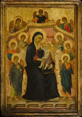 Madonna and Child with Nine Angels, by Segna di Bonaventura, tempera, 1315