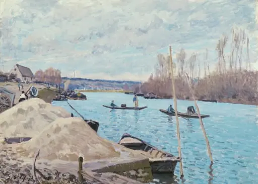 The Seine at Port-Marly, Piles of Sand, by Alfred Sisley, oil, 1875