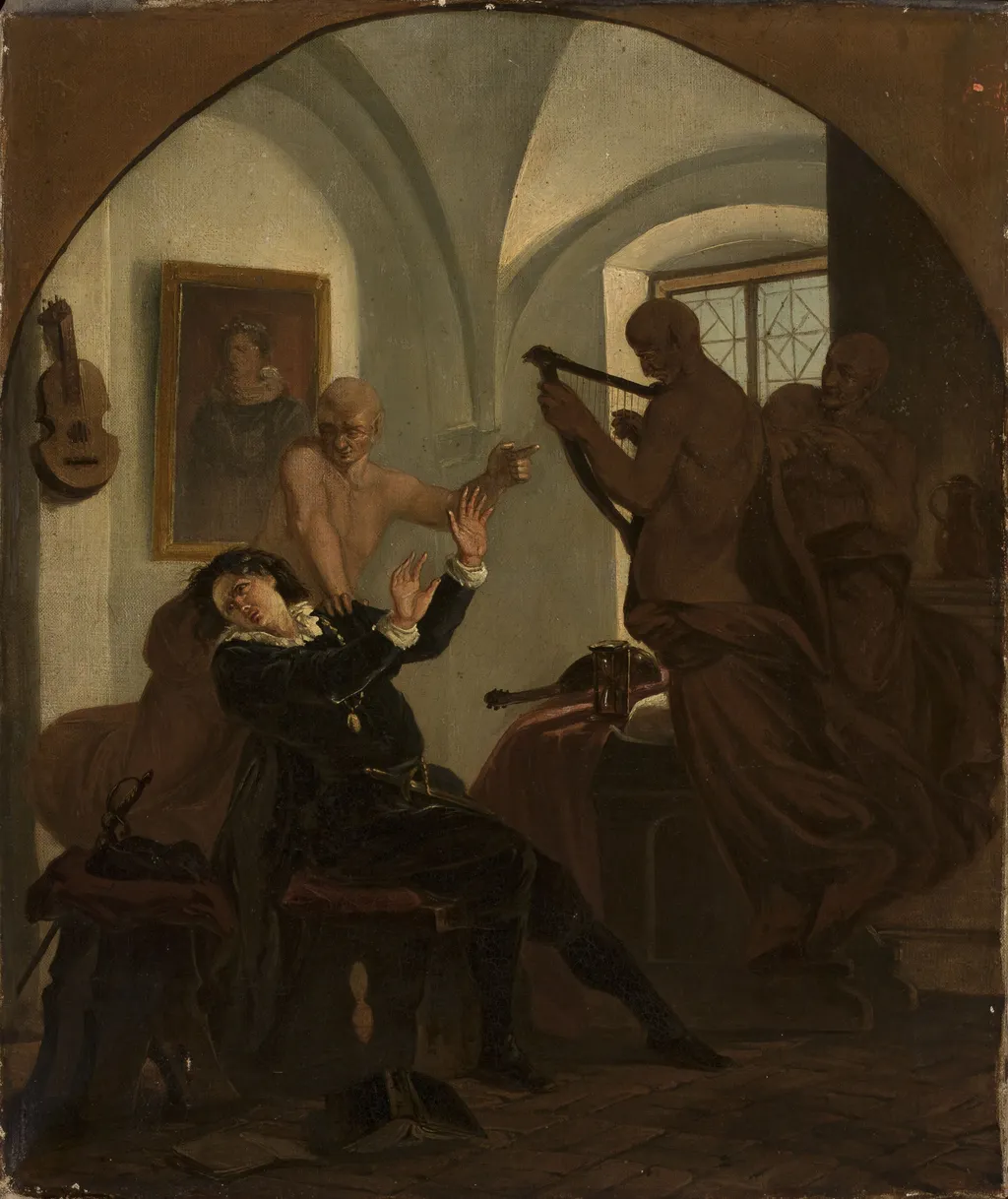 Bakfark, lutenist of Queen Bona, by Ignacy Gierdziejewski, oil, 1856