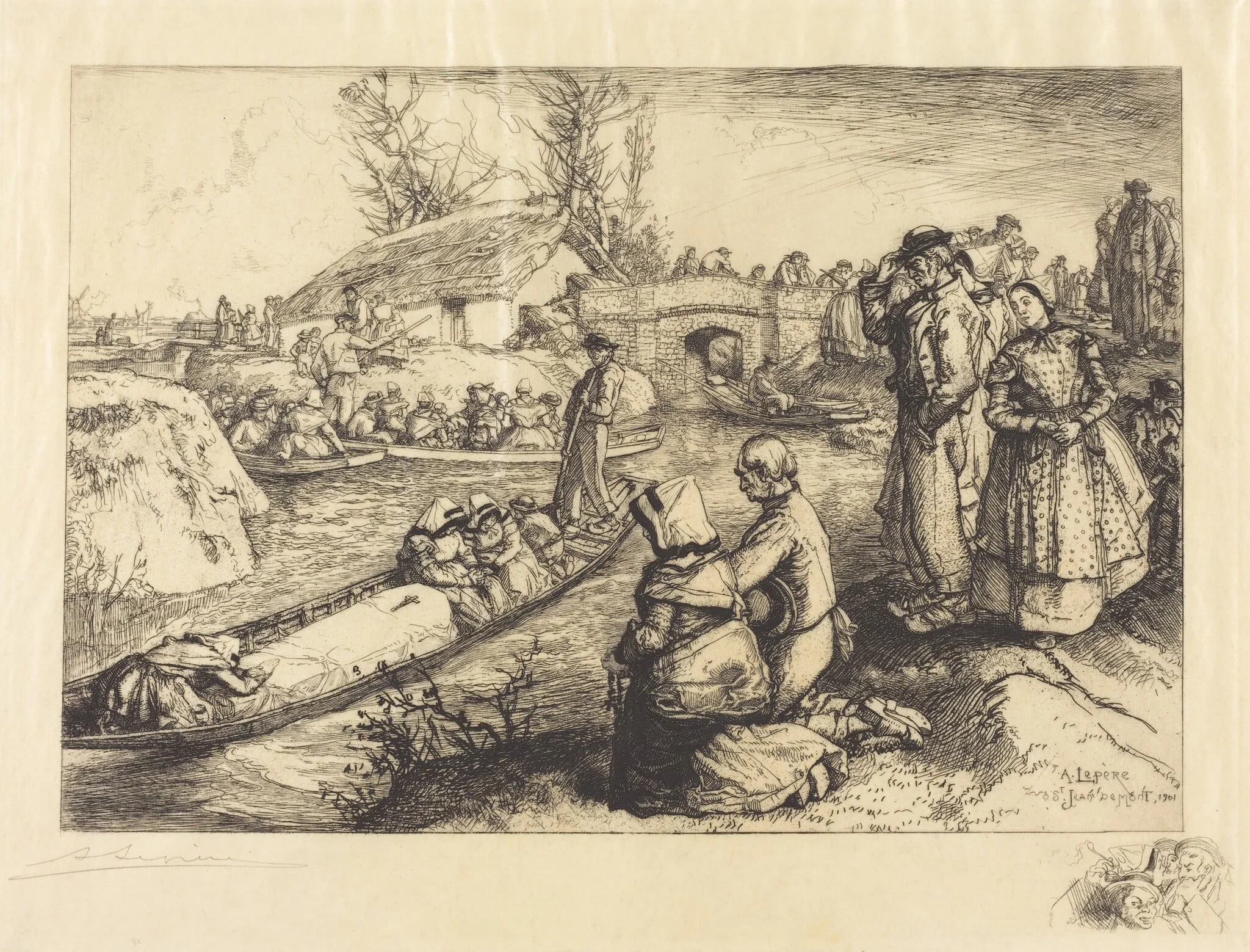 Burial in the Vendeen Marsh (Un enterrement dans le marais Vendeen), detail