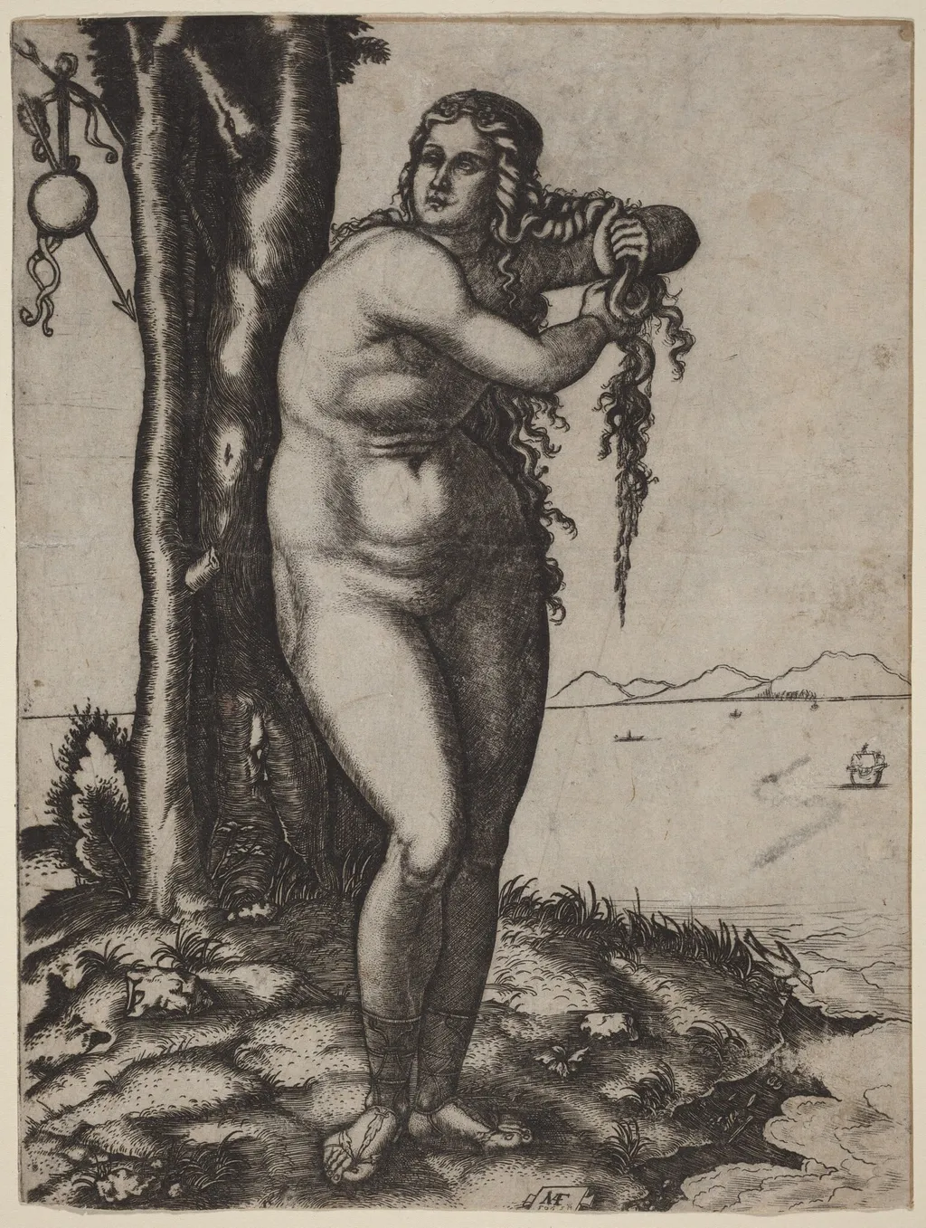 The Birth of Venus, by Marcantonio Raimondi, ink, 1506