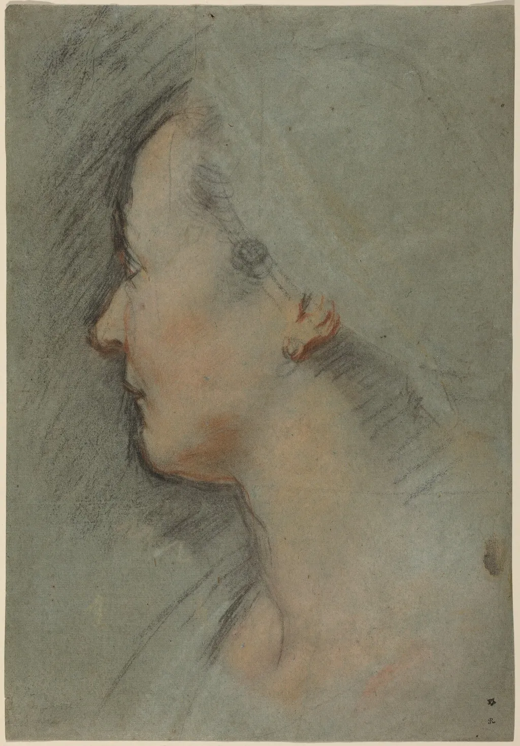 Head of a Woman, by Federico Barocci, chalk, 1584
