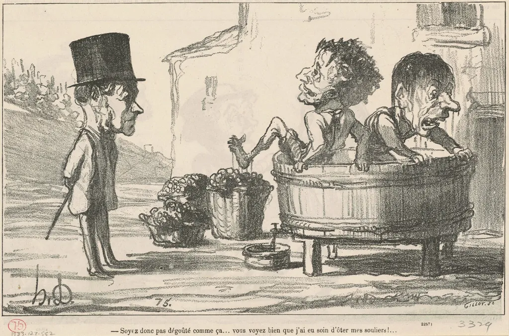 Soyez donc pas dégouté comme ca ..., by Honoré Daumier, ink, 1864