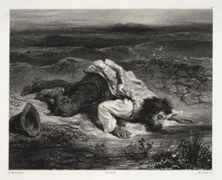 The Wounded Brigand, by Adolphe Mouilleron, 1856