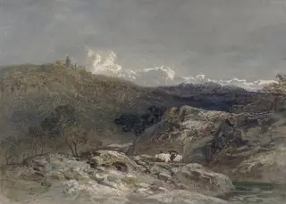 Mountainous landscape in 'Salvator Rosa's country', by Harry John Johnson, watercolor, 1850