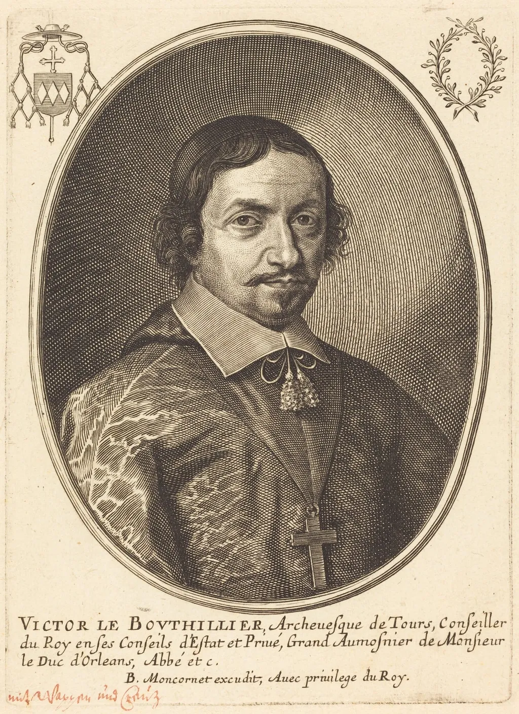 Victor Bouthillier, by Balthasar Moncornet, ink, 1634