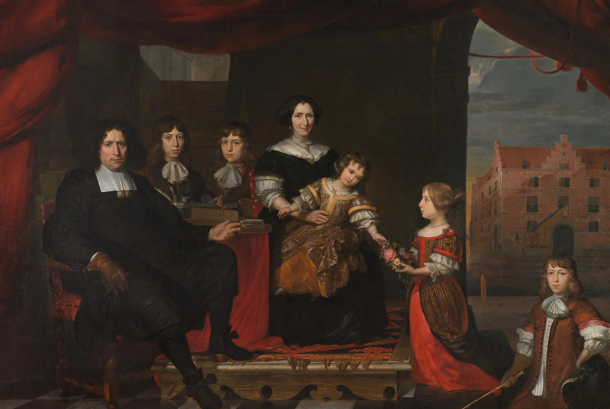Reyer Reyersz van der Burch (1630-1695), Ammunition Officer attached to the Arsenal of the States-General, Delft, with his Wife Geertruid Graswinckel and their Children Frank, Cornelis, Reyer, Maria and Alida, detail