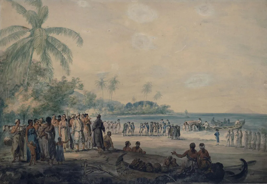 The Landing of the Remains of the Honourable Col. Cathcart for interment at Anger(e) Point in the Island of Java, by Julius Caesar Ibbetson, the elder, watercolor, 1788