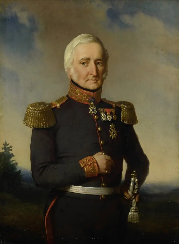 Huibert Gerard Baron Nahuys van Burgst (1782-1858). Lid van de Raad van Nederlands Oost Indië, in het uniform van generaal-majoor titulair, by Bastiaan de Poorter, oil, 1852