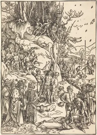 The Martyrdom of the Ten Thousand, by Albrecht Dürer, ink, 1496