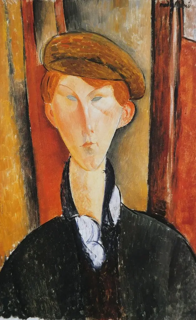 Young Man with a Cap, by Amedeo Modigliani, oil, 1919