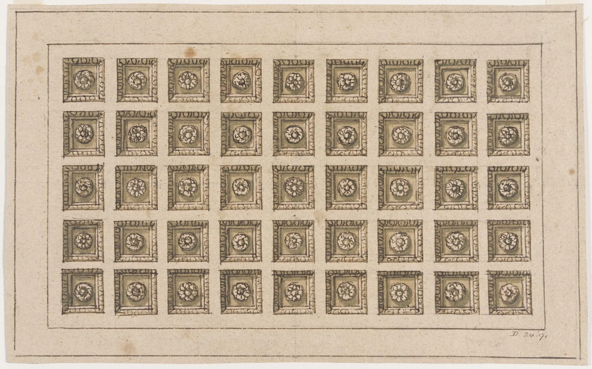 Design for a coffered ceiling, detail