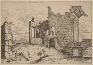 Second View of the Forum of Nerva, by Hieronymus Cock, ink, 1550