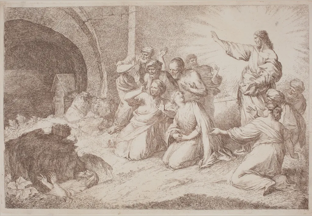 The Raising of Lazarus, by Gaetano Zompini, ink, 1758