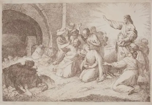 The Raising of Lazarus, by Gaetano Zompini, ink, 1758