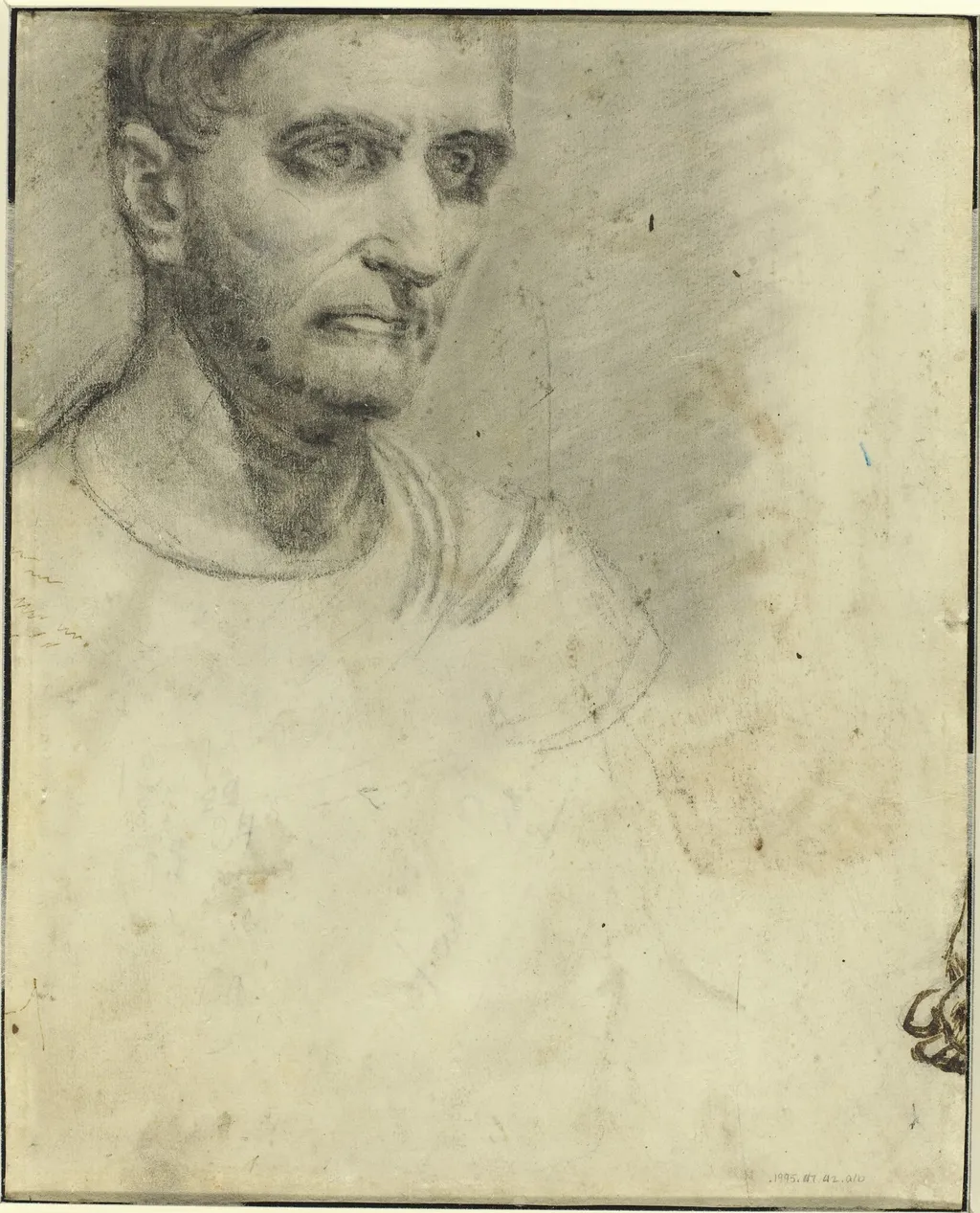 Study of a Man [verso], by Théodore Géricault, chalk, 1808
