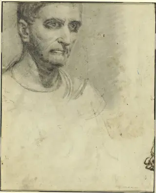 Study of a Man [verso], by Théodore Géricault, chalk, 1808