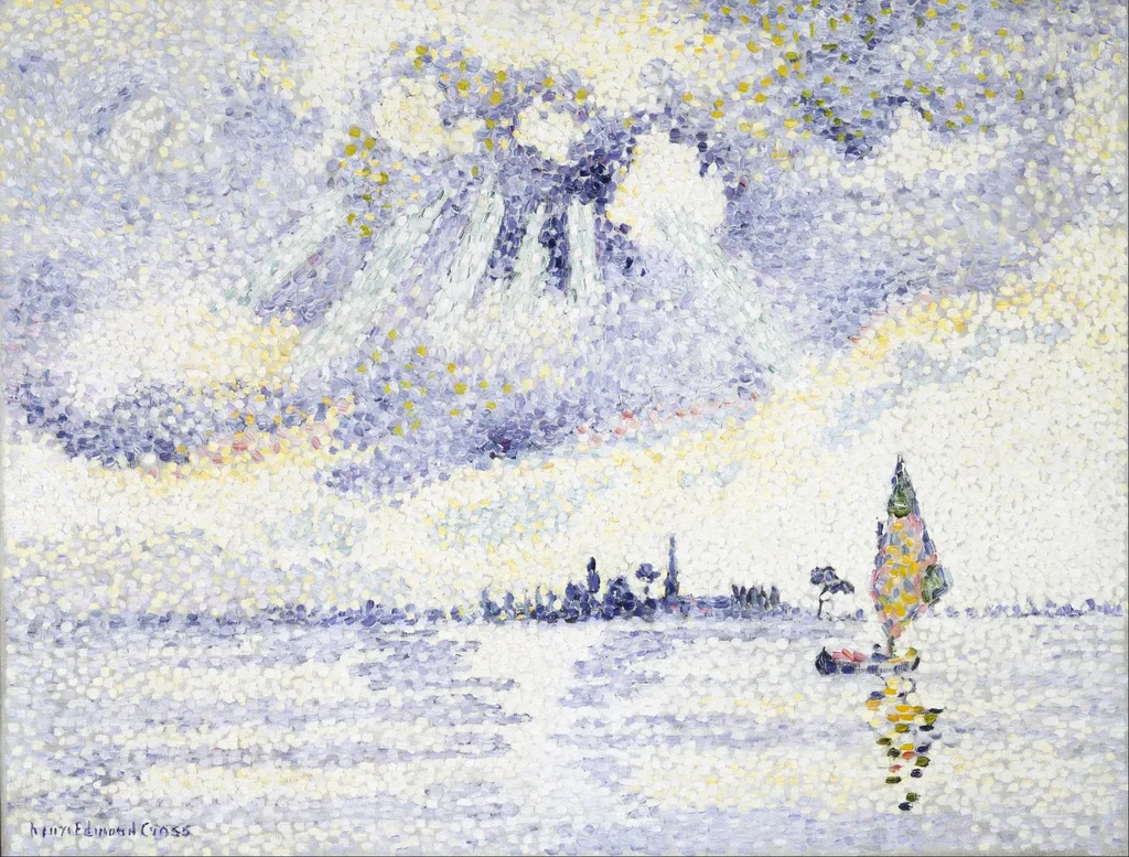 Sunset on the Lagoon, Venice, by Henri Edmond Cross, oil, 1893