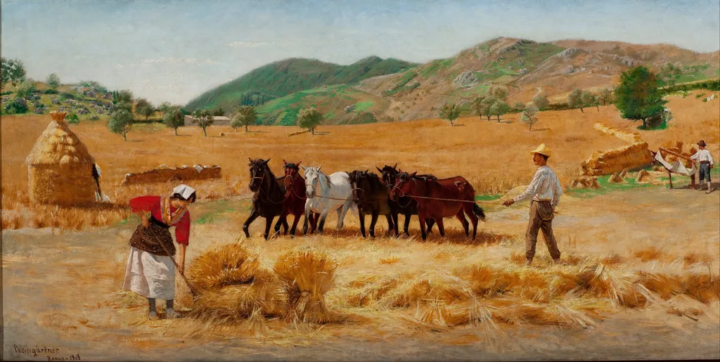 Harvest in Anticoli, by Pedro Weingärtner, oil, 1903